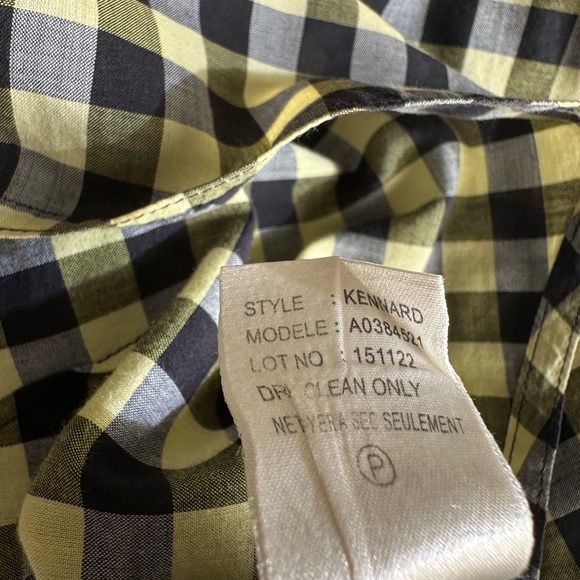 Theory men’s yellow & black gingham short sleeve button shirt. style kennard XL - Picture 7 of 8